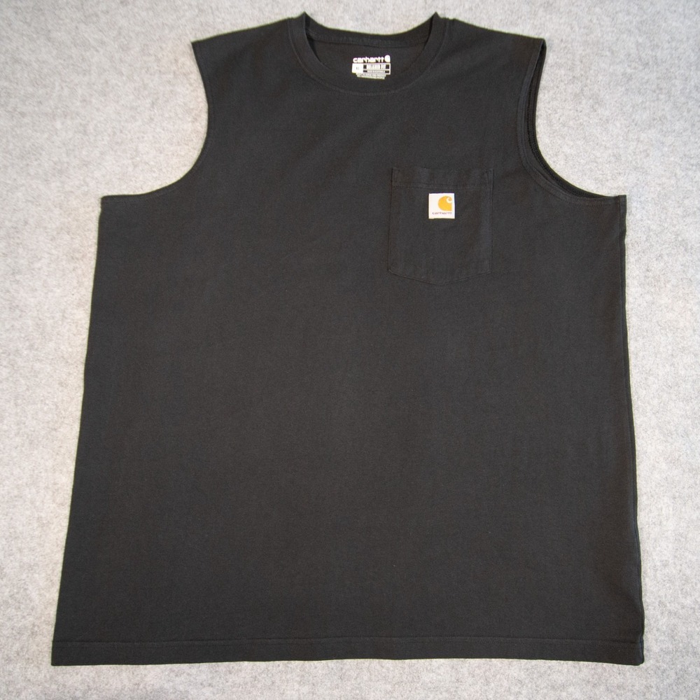 Carhartt Sleeveless Pocket Tee XL Black Relaxed Fit Cotton Workwear